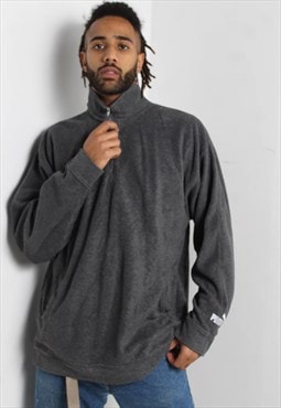 Vintage Puma 1/4 Zip Fleece Sweatshirt Grey