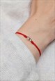 Open Circle Adjustable Bracelet in Red 925 Sterling Silver