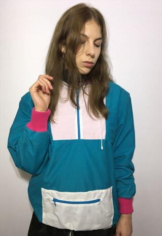 VINTAGE 90' OLDSCHOOL UNIQUE BLUE CASUAL JACKET