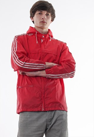 VINTAGE ADIDAS ORIGINALS SHELL RAINCOAT 80S RED