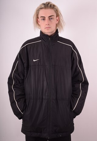 NIKE MENS VINTAGE PADDED JACKET LARGE BLACK 90S