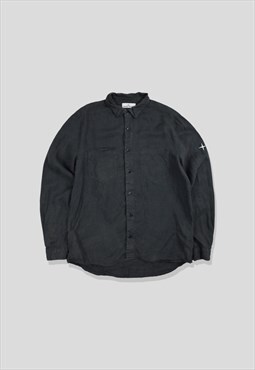 Stone Island Embroidered Logo Long-Sleeve Shirt in Grey