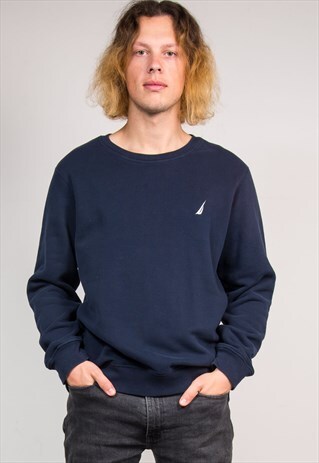 90'S VINTAGE NAVY BLUE NAUTICA SWEATSHIRT JUMPER