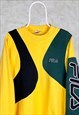 VINTAGE REWORKED FILA SWEATSHIRT SPELL OUT YELLOW XL