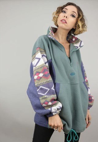 VINTAGE 90S OVERSIZED 1/4 ZIP FLEECE