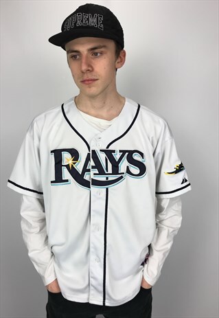 90S VINTAGE MAJESTIC TAMPA BAY RAYS BASEBALL JERSEY