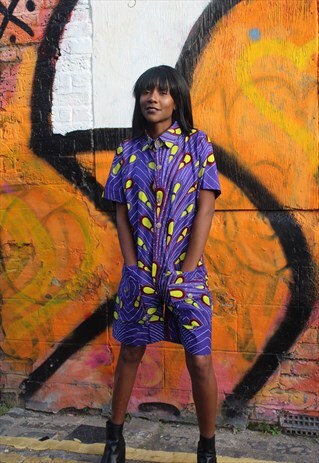AFRICAN PRINT PLAY SUIT - WAX JUMPSUIT - SHORT SUIT
