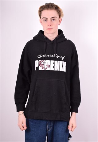 MENS VINTAGE PHOENIX HOODIE JUMPER LARGE BLACK 90'S