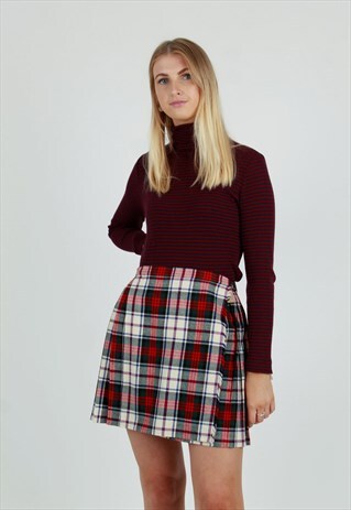 VINTAGE 90S STRIPED RIBBED KNIT TURTLE NECK TOP