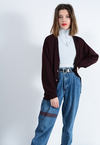 VINTAGE CARDIGAN IN BROWN WITH BUTTONS