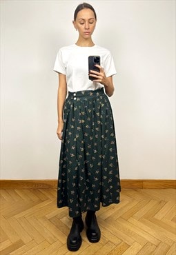 Vintage a-line khaki midi skirt