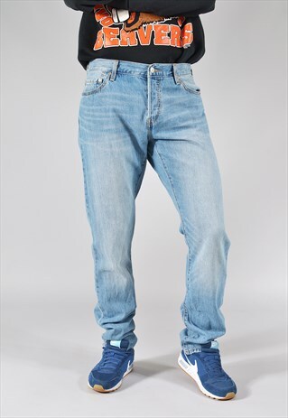 VINTAGE LEVI'S MID BLUE FADED STRAIGHT LEG JEANS