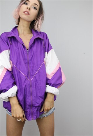VINTAGE 80S 90S OVERSIZED SHELL SUIT FESTIVAL JACKET