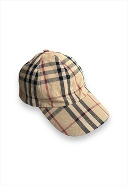 Vintage 90s Y2K Burberry cap beige nova check hat