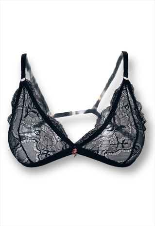 Black Love Lace Triangle Bra