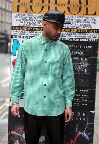 VINTAGE FASHION UP GREEN CHECK SHIRT