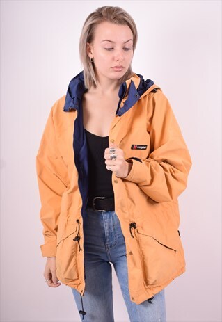 BERGHAUS WOMENS VINTAGE WATERPROOF JACKET XXL YELLOW 90'S
