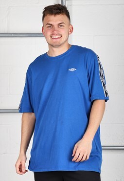 Vintage Umbro T-Shirt in Blue Short Sleeve Sports Tee 3XL