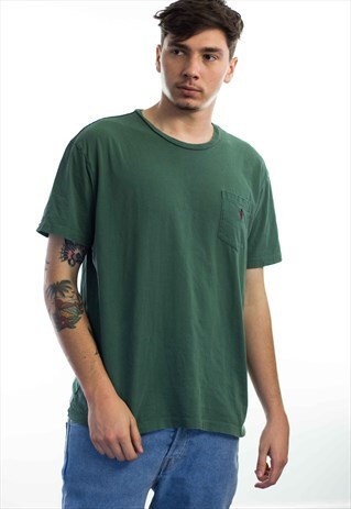 VINTAGE POLO RALPH LAUREN LOGO POCKET T-SHIRT 90S L 6.4