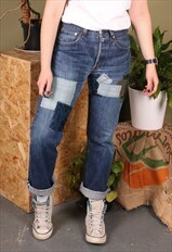 Vintage Levi Jeans 501 Reworked Blue Denim Patched