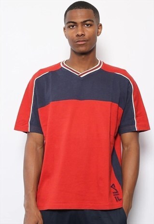 VINTAGE FILA LOGO T-SHIRT RED AND BLUE