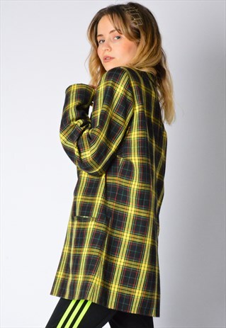 VINTAGE 80S YELLOW CHECK LIGHTWEIGHT BLAZER