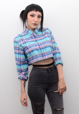 Y2K REWORKED TOMMY HILFIGER CHECKED CROPPED SHIRT