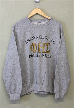 Vintage Shawnee State Sweatshirt Grey With Spell Out Print 