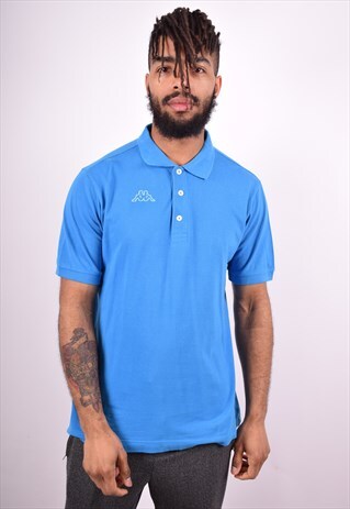 KAPPA MENS VINTAGE POLO SHIRT LARGE BLUE 90'S