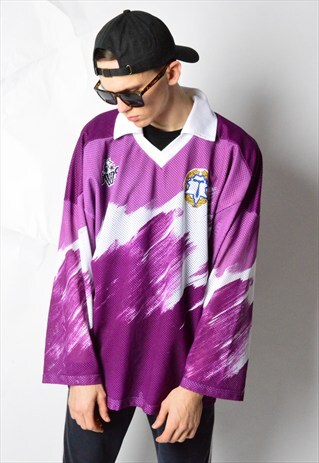 VINTAGE 90S PURPLE HOCKEY JERSEY SHIRT