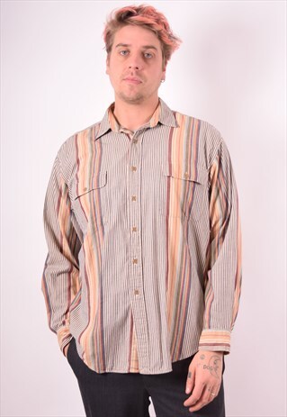 POLO RALPH LAUREN MENS VINTAGE SHIRT LARGE MULTI STRIPES 90S