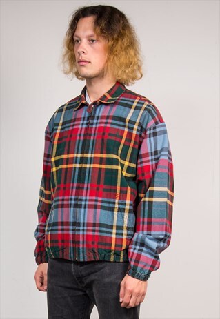 VINTAGE 90'S RALPH LAUREN TARTAN CHECK PATTERN BOMBER JACKET