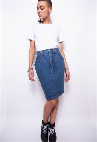 VINTAGE 90S KRIZIA JEANS PENCIL DENIM SKIRT ID:8062
