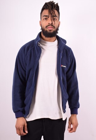 BERGHAUS MENS VINTAGE FLEECE JACKET MEDIUM BLUE 90'S