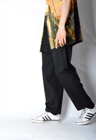 VINTAGE 80S UNISEX BLACK MINIMALIST PANTS