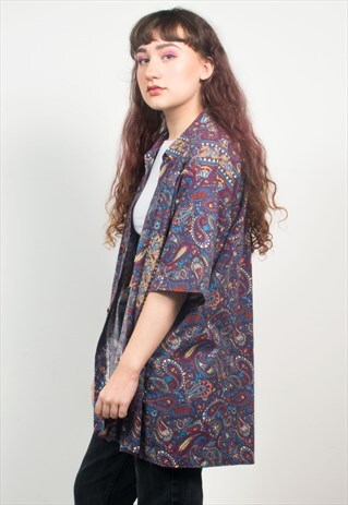 VINTAGE 90'S PURPLE PAISLEY PATTERN SHIRT