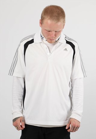 VINTAGE ADIDAS PRINT LOGO POLO SHIRT