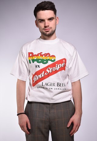 VINTAGE RED STRIPE REGGAE CREWNECK T-SHIRT