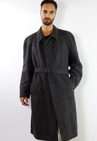 VINTAGE YVES SAINT LAURENT WOOL COAT GREY MEN