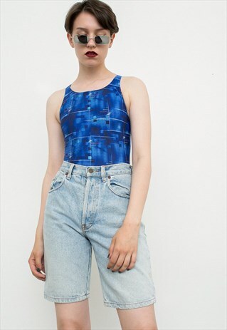 VINTAGE DENIM SHORTS BLUE KNEE LENGTH 90S BERMUDA JEANS