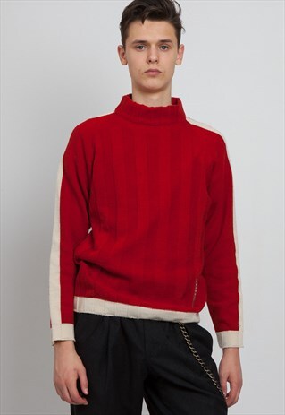 VINTAGE RED PRADA TURTLE NECK KNIT JUMPER