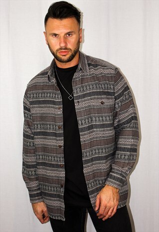 VINTAGE NEO-TRIBAL PATTERNED SHIRT