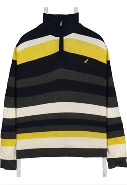 Vintage 90's Nautica Jumper / Sweater Quarter Zip Striped