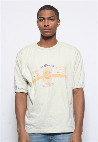VINTAGE BEST COMPANY PRINT LOGO T-SHIRT BEIGE