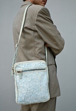 00s Vintage RARE Fendi zucca denim shoulder bag