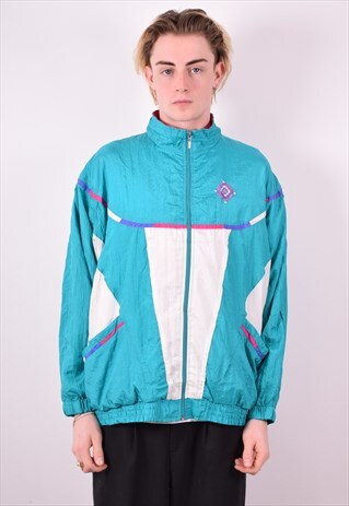MENS VINTAGE TRACKSUIT TOP JACKET XL GREEN 90S