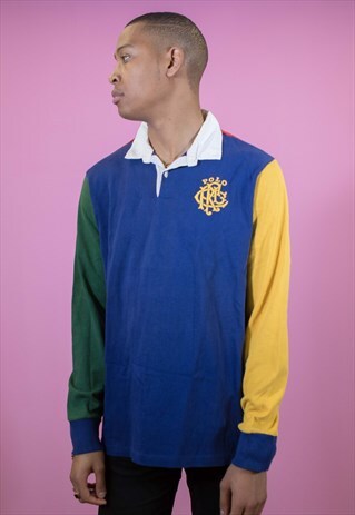 VINTAGE RALPH LAUREN BLOCK COLOURS RUGBY SHIRT