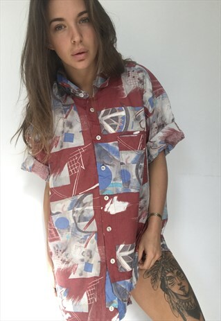 PATTERNED OVERSIZED RETRO VINTAGE UNISEX FESTIVAL SHIRT