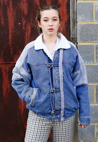 SHERPA LINED PATCHWORK DENIM JACKET