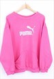 Vintage Puma Sweatshirt Pink Pullover With Logo And Pocket
